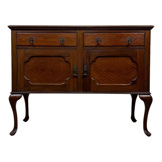 Antique Edwardian English Mahogany Sideboard, 1890s For Sale