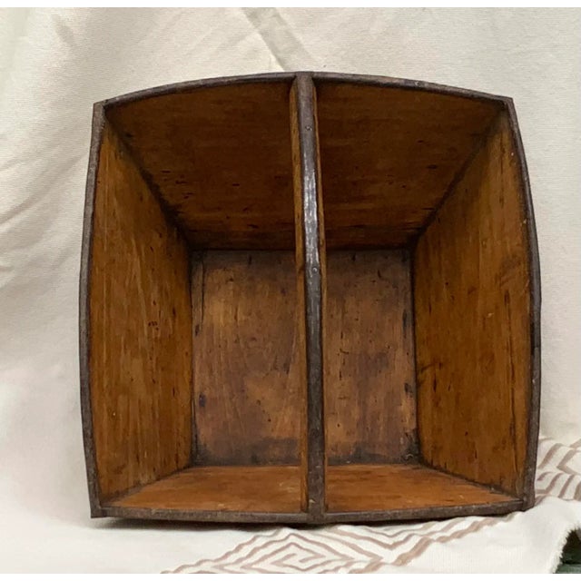Mid 19th Century Antique Elm Wood Gathering Basket With Original Iron Details For Sale - Image 5 of 12