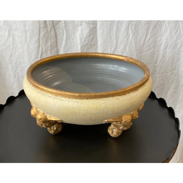 Cream 1980s Ceramic Bowl With Elephant Sculpted Base For Sale - Image 8 of 8