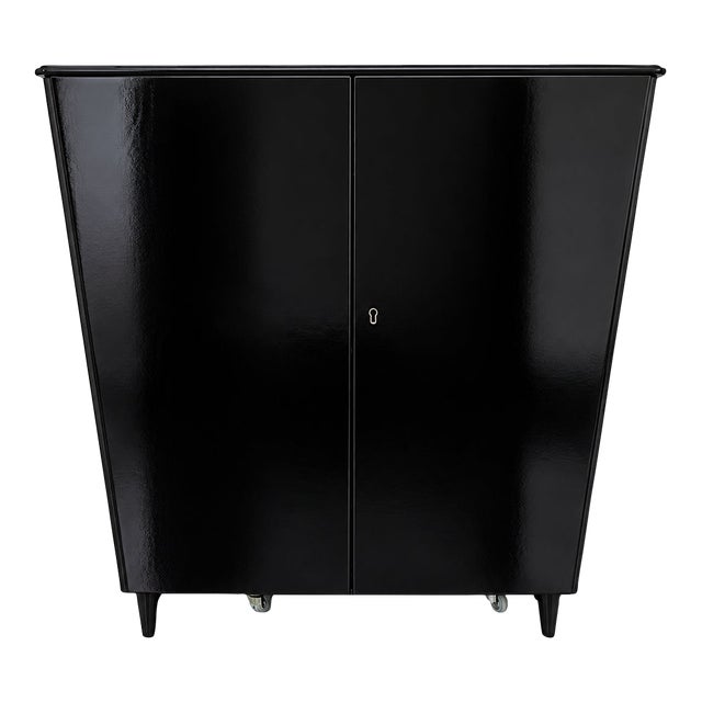 Vintage Scandinavian Linen Cabinet Attributed to Bodafors With Custom Black Mirror Top For Sale