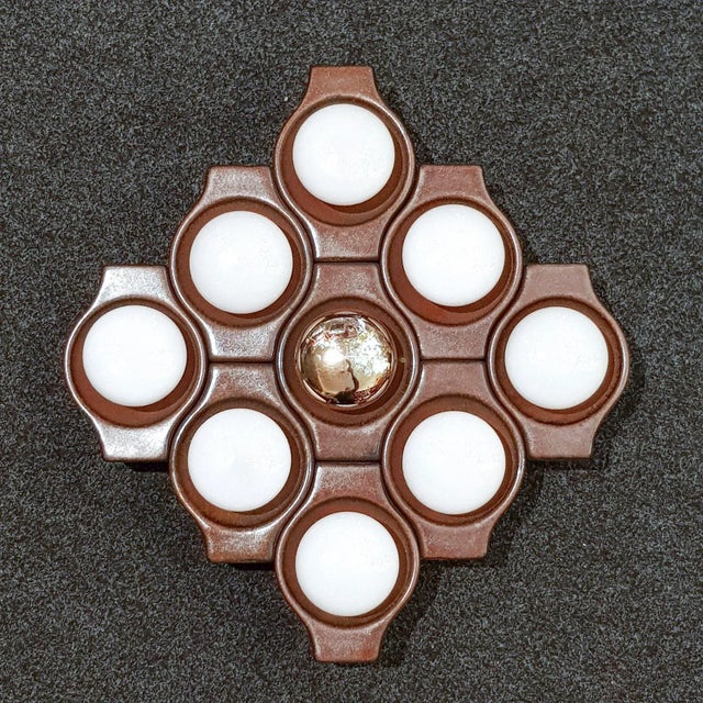 Mid-Century Wall Light or Ceiling Lamp in Brown Ceramic by Cari Zalloni for Leola, 1960s For Sale - Image 16 of 16