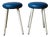 Vintage Rockabilly Stools in Blue Faux Leather with Studs and Compass Legs, 1960s, Set of 2 For Sale