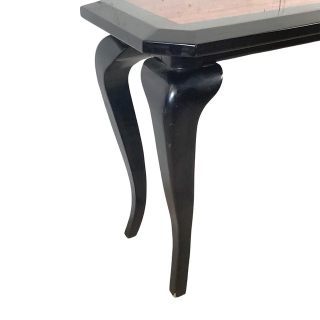 Vintage Postmodern Black Lacquer Console Table | Sculptural Leg Sofa Table For Sale - Image 11 of 18