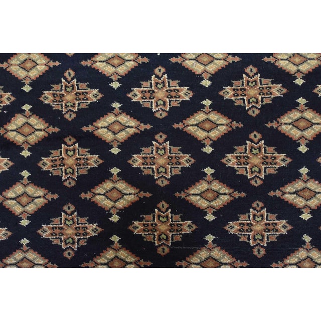 Blue Bokhara Jaldar Rug 4’2” X 6’2” Blue Wool Tribal Hand-Knotted Oriental Carpet For Sale - Image 8 of 12