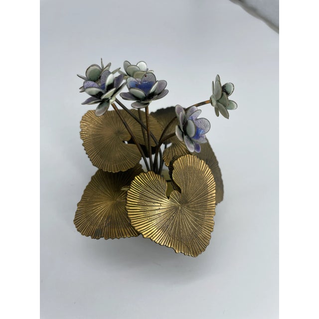 Copper Vintage Bovano of Cheshire Enamel and Copper Flower Sculpture For Sale - Image 8 of 8