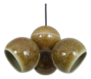 Vintage Italian Chandelier with Three Ball Lights in Glazed Sandstone from Stilnovo, 1960s