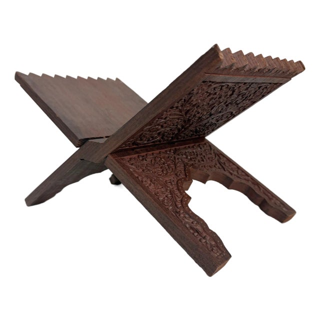 Vintage Middle Eastern Style Carved Wood Bookstand For Sale