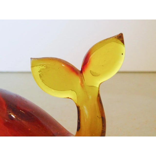 Amber glass mid century art glass whale