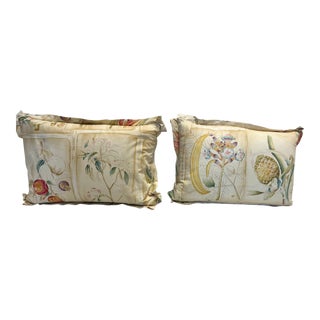 Pair of Clarence House Botanical Fabric Rectangular Pillows For Sale