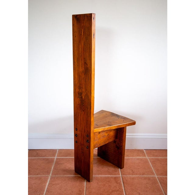 Contemporary Mid-Century Tall Brutalist Artisan Accent Chair in Wood, 1970s For Sale - Image 3 of 18