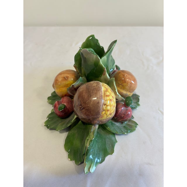 Farmhouse Vintage Italian Capodimonte Porcelain Harvest Fruit Taper Candle Holder For Sale - Image 3 of 11