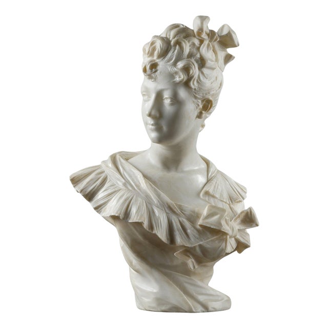 Henri Emile Allouard, Bust of a Woman, 1880, Marble For Sale