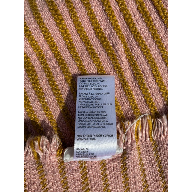 2020s Single Curtain Panel of Pink and Chartreuse Stripes For Sale - Image 5 of 6