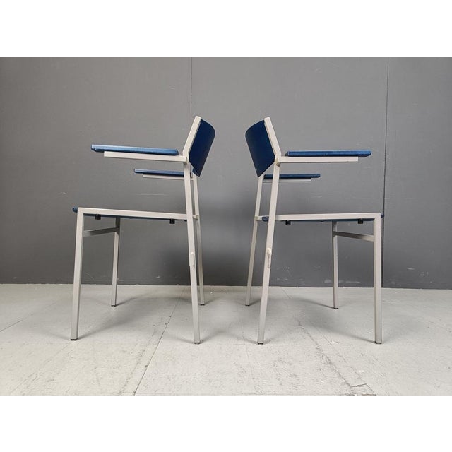 Minimalist Metal and Plywood Stackable Armchairs from Gijs Van Der Sluis, 1960s, Set of 6 For Sale - Image 6 of 13