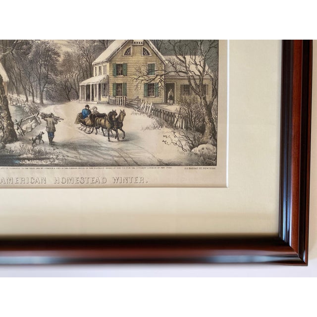 Currier Ives American Homestead Winter Handcoloured Lithograph