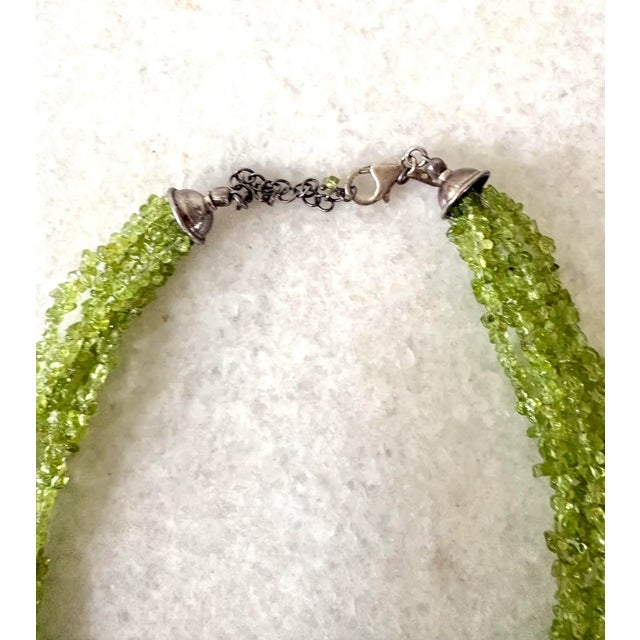 Contemporary Vintage Multi Strand Peridot and Sterling Silver Beaded Necklace For Sale - Image 3 of 4