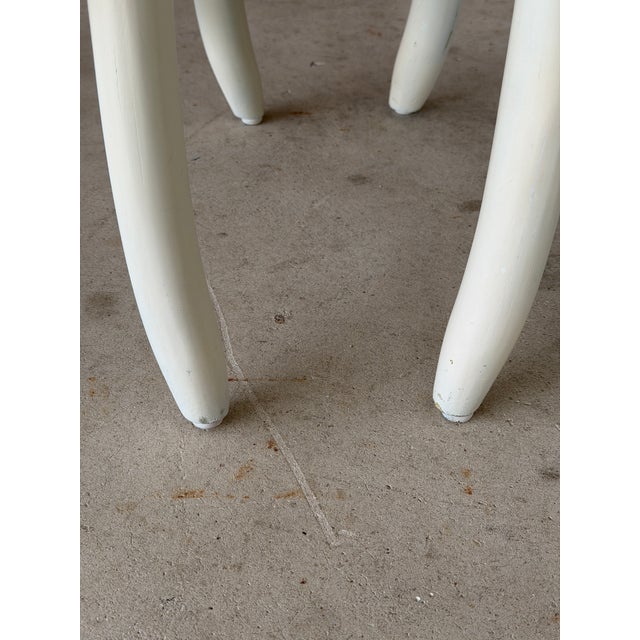 Boho Chic Vintage Coastal Rattan Ottomans or Footstools With Lattice Detail – Pair For Sale - Image 3 of 12