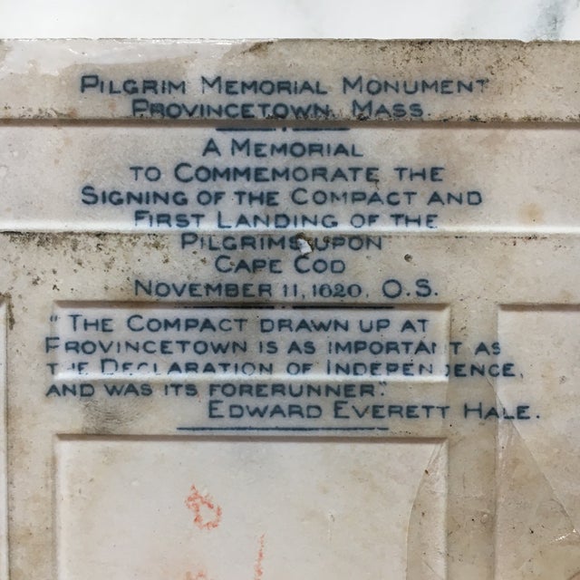 Wedgwood Delft Tile: The Pilgrim Memorial - 1899 For Sale - Image 9 of 10