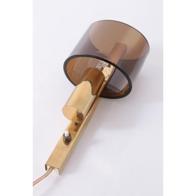 Danish Gilt Brass & Smoked Acrylic Glass Sconce from Hassel & Teudt, 1960s For Sale - Image 11 of 14