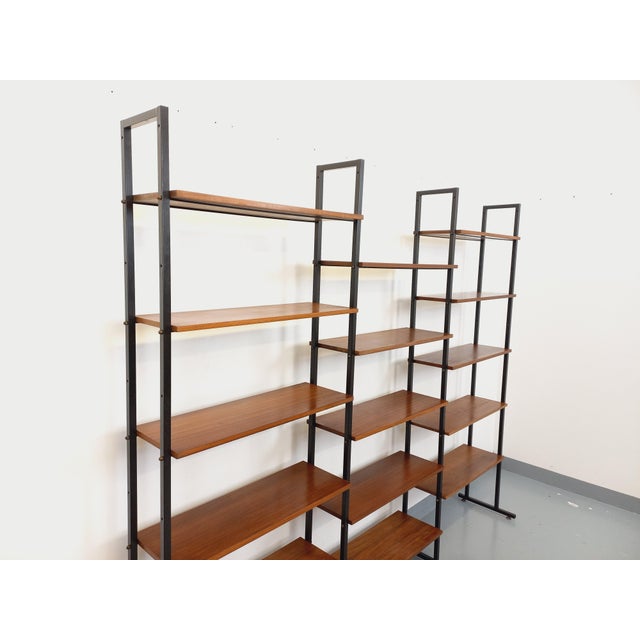 Vintage Italian Triple Modular Bookcase in Teak and Metal, 1960s For Sale - Image 14 of 18