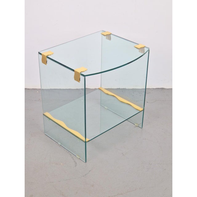 Gold Vintage Regency Brass and Glass Side Table, 1970s For Sale - Image 8 of 12