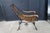 Vintage Omani Scrolled Wrought Iron Teak Saddle Seat Lounge Armchair For Sale - Image 6 of 13