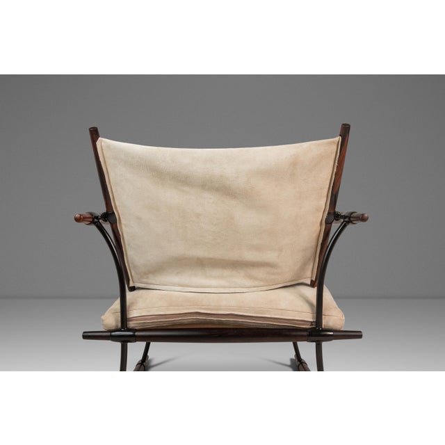 Rare Pair (2) of Restored Stokke "Stick" Chairs in Suede & Rosewood by Jens H. Quistgaard for Nissen Langaa, Denmark, C. 1960s For Sale - Image 12 of 18