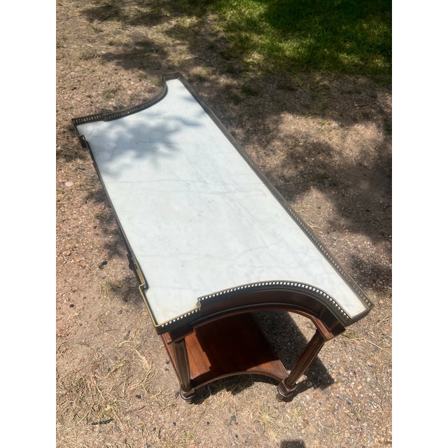Late 19th Century French 19th Century Louis XVI Mahogany Carrara Marble Top Console Desserte For Sale - Image 5 of 12