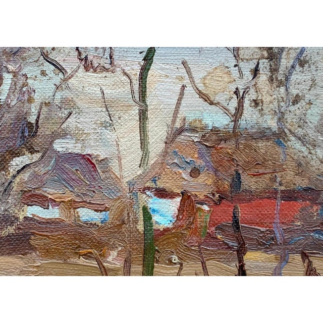 Vintage Ukrainian Impressionist Oil Painting, Rural Landscape, 1960s 15-22 For Sale - Image 4 of 6