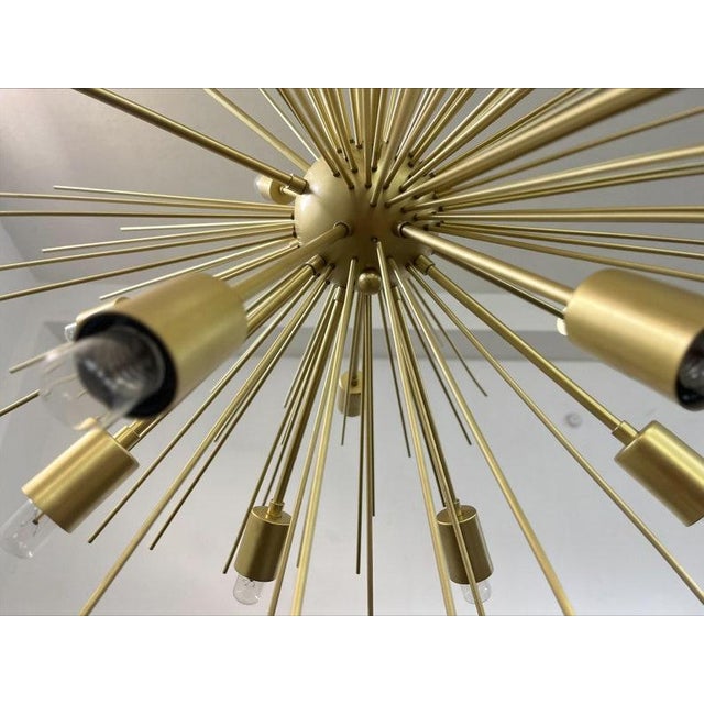 Not Yet Made - Made To Order Mid Century Modern Brushed Brass Sputnik Chandelier | Starburst Pendant Light Fixture | Modern Chandelier | For Sale - Image 5 of 9
