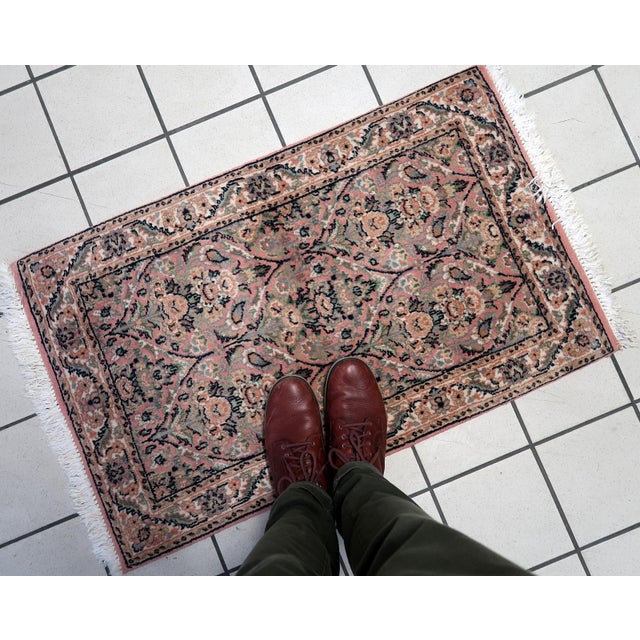 Textile 1950s, Handmade Vintage Persian Kerman Rug 2' X 3.1' For Sale - Image 7 of 10