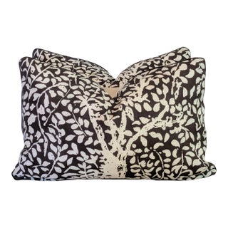 Quadrille Arbre De Matisse Reverse Tint on Brown Lumbar Pillows For Sale