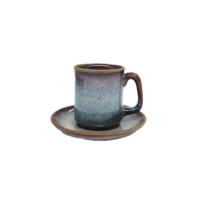 Hand-Painted Vietnamese Ceramic Tea & Espresso Set for 4 With Dual-Glaze Finish - 9 pcs For Sale In New York - Image 6 of 10