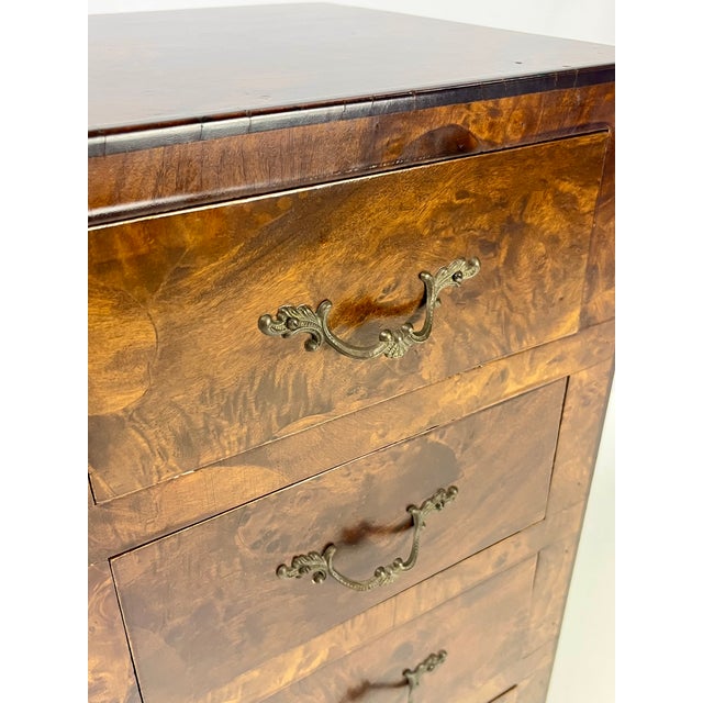 Vintage Italian Burl Wood 4-Drawer Nightstand or Side Chest For Sale - Image 4 of 13