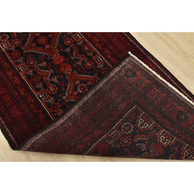 Baloch Rug 3’8” X 7′ Blue Wool Vintage Tribal Hand-Knotted Oriental Carpet For Sale - Image 11 of 12