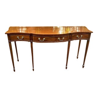 Mid 20th Century Mahogany Hepplewhite Style Server or Console Table With 3 Drawers For Sale