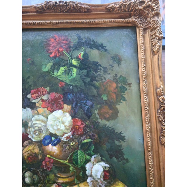 Late 19th Century Signed Antique European Floral Still Life Oil Painting in Ornate Gilt Frame For Sale - Image 10 of 11