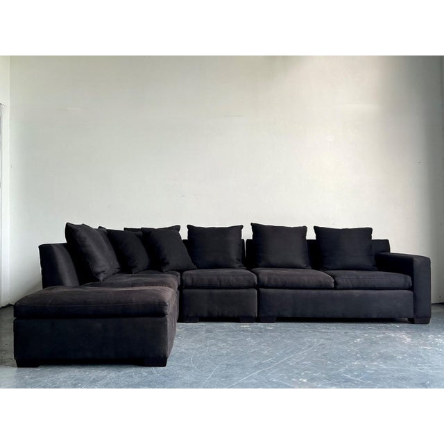 Wood Vintage Ralph Lauren Upholstered Modular Sectional Sofa For Sale - Image 7 of 18