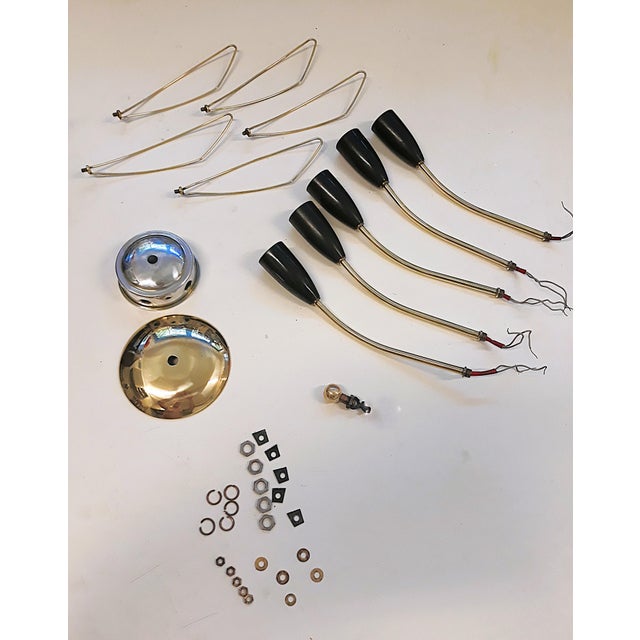 Metal Vintage Sputnik Brass Ceiling Lamp with 5 Arms, 1950s For Sale - Image 7 of 11