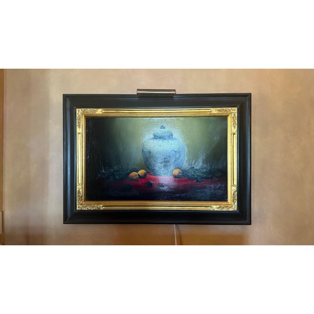 This exquisite oil painting by renowned artist Sean Farrell captures the timeless beauty of a traditional still life....