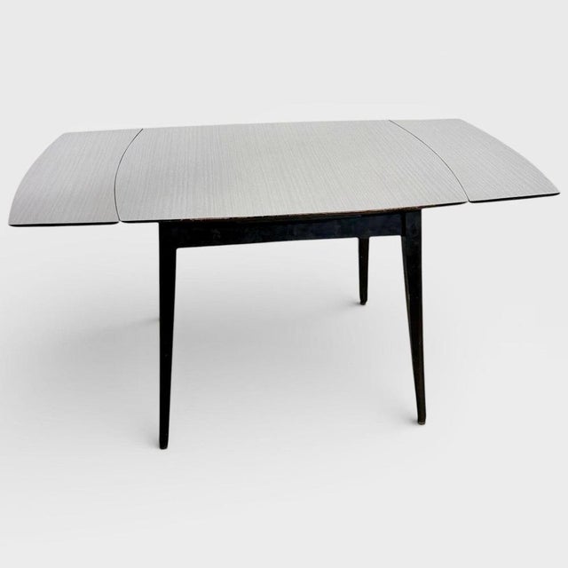 Mid-Century Modern Space Age Black & White Formica Draw Leaf Extending Dining Table For Sale - Image 5 of 10