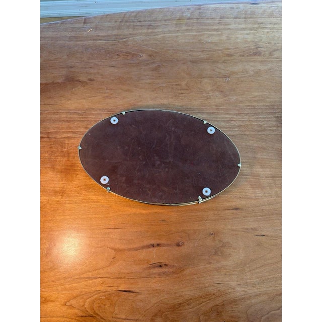 Vintage Mid-Century Hollywood Regency Oval Brass Mirrored Vanity Tray For Sale - Image 4 of 7