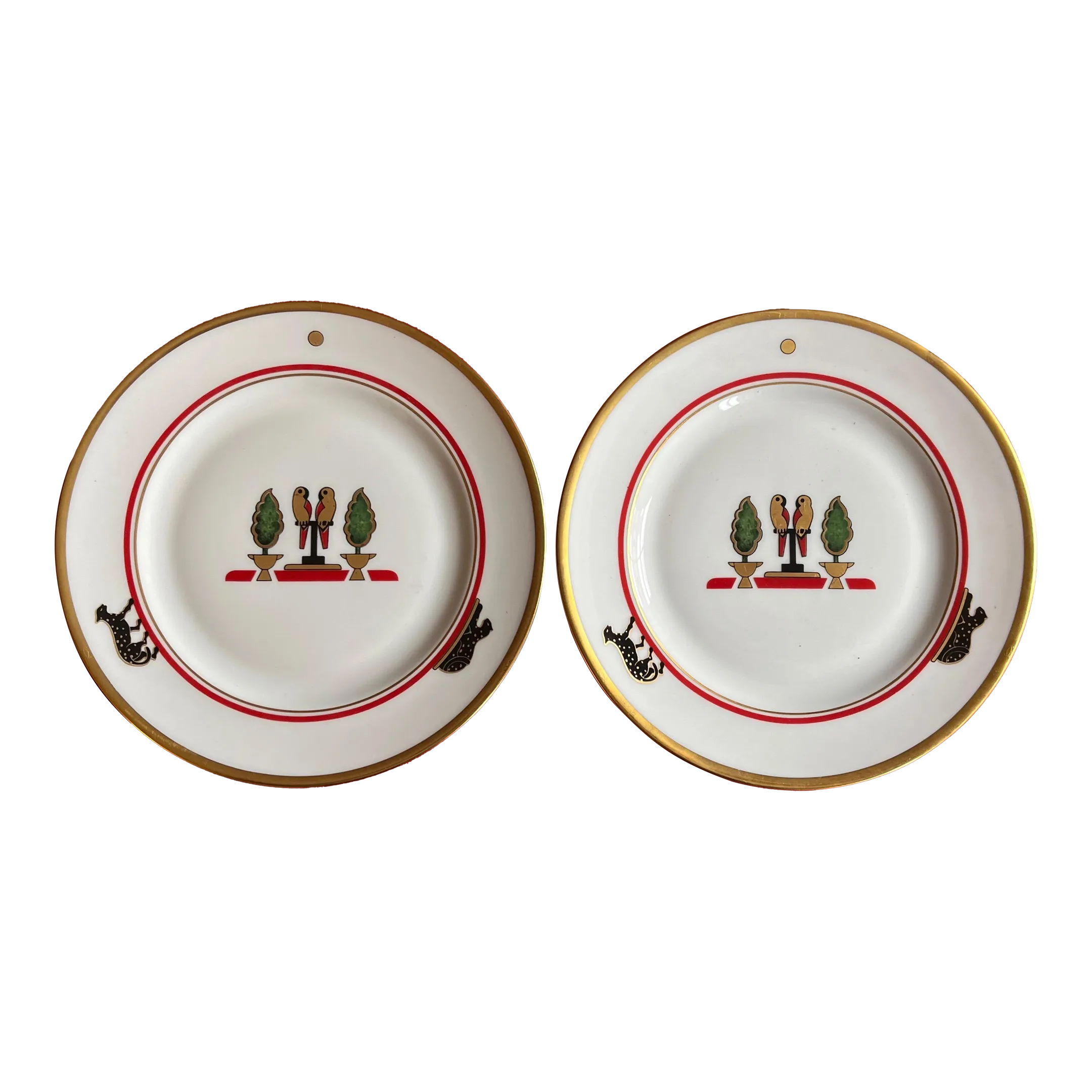 Cartier ジャガー デザイン プレート Cartier Limoges Porcelain Art Deco Style Panther Plates - a Pair