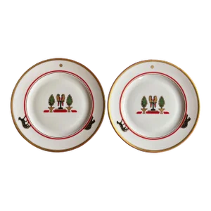 Cartier Limoges Porcelain Art Deco Style Panther Plates - a Pair