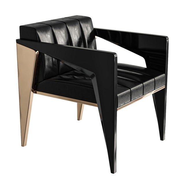 Art Deco "Arcadia" Chair With Stainless Steel and Bronze, Handcrafted For Sale - Image 3 of 8