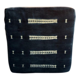Vintage Indigo Tie-Dye Denim Ottoman For Sale