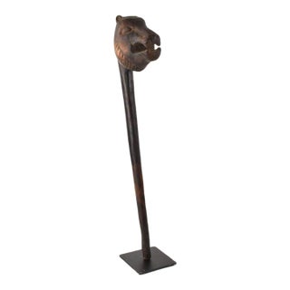 Early 20th Century Makonde Lion Staff On Custom Stand Tanzania For Sale