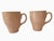 Set of two Russel Wright Oneida MCM style stoneware tall coral pink coffee mugs. Each mug holds 1-3/4 cups (14 ounces) and...