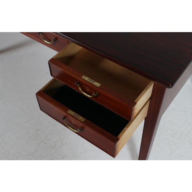 Brown Writing Desk of Mahogany by A. J. Iversen for Ole Wanscher, Denmark, 1950 For Sale - Image 8 of 14