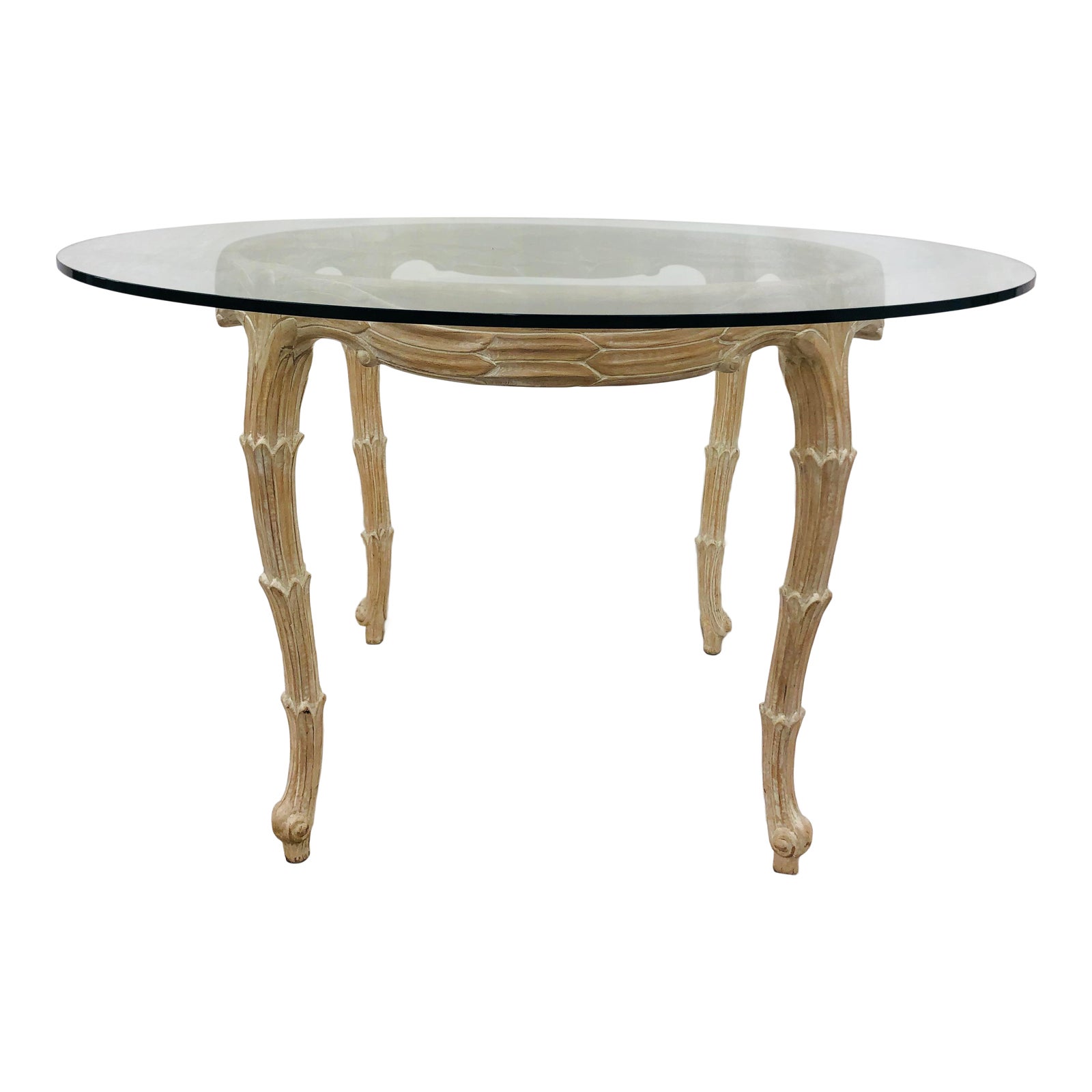 Vintage Serge Roche Faux Bois Carved Wood & Glass Top Table Chairish